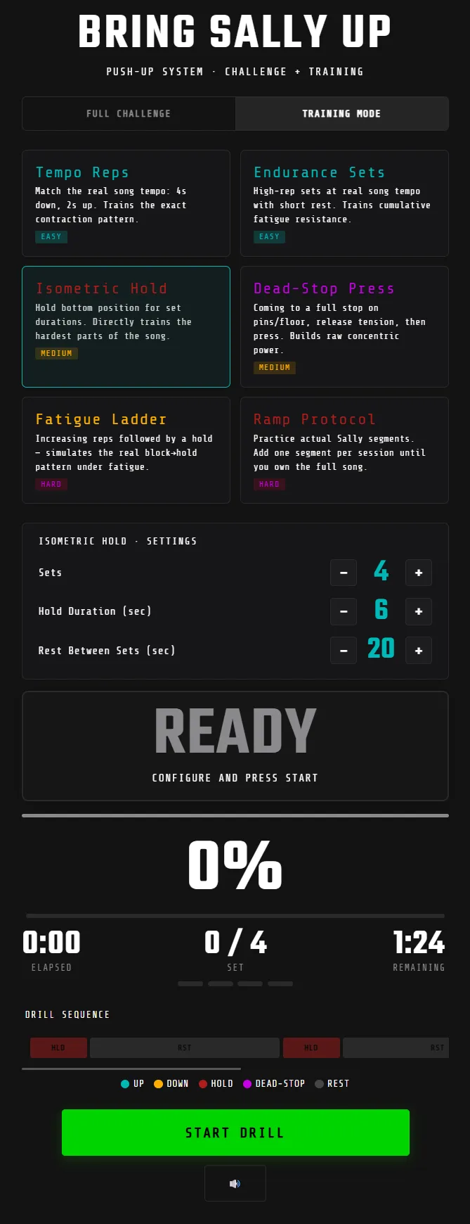 Training Mode drill selection